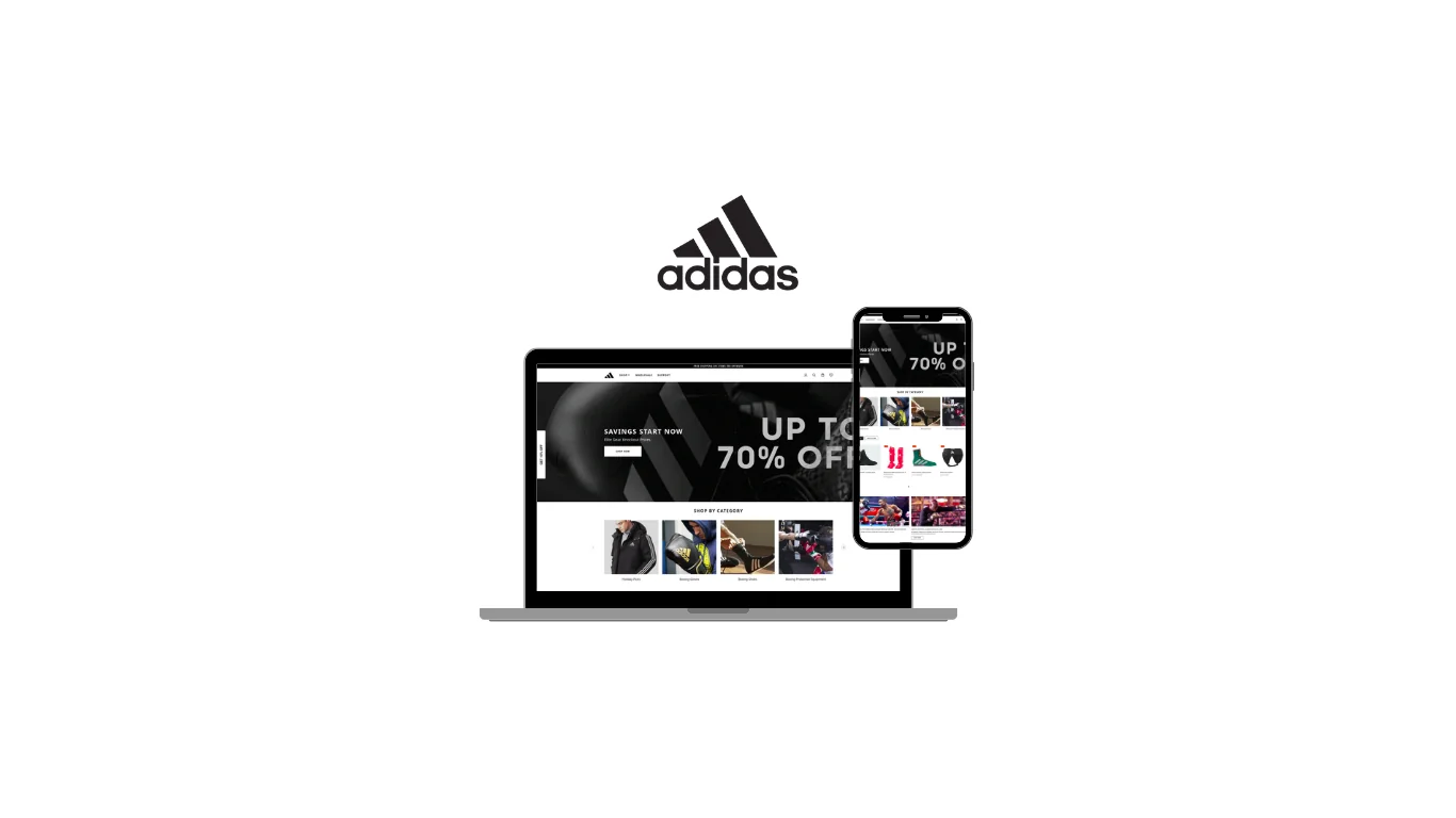 adidas Combat Sports US storefront shown across laptop, tablet, and phone