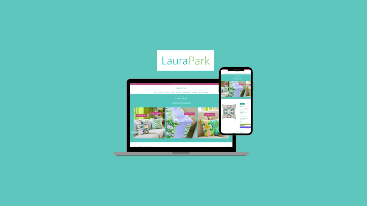 Colorful Laura Park Designs home and lifestyle storefront shown on desktop and mobile